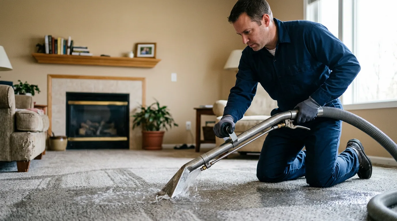 Water damage restoration technician working near Palmyra, NJ